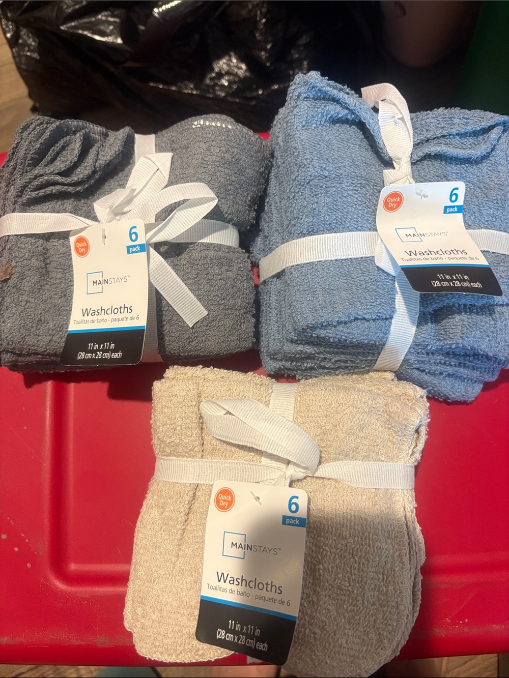 Mainstays Washcloth 18-Pack in Gray, Blue & Beige